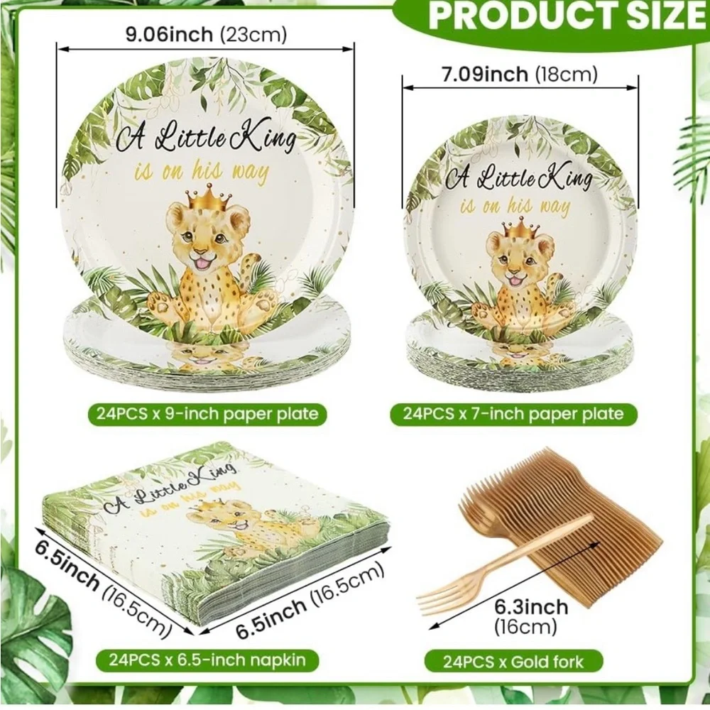 A Little King Jungle Party Supplies Set - Green